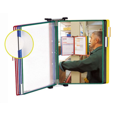 Wall-mounted display stand with 10 panels