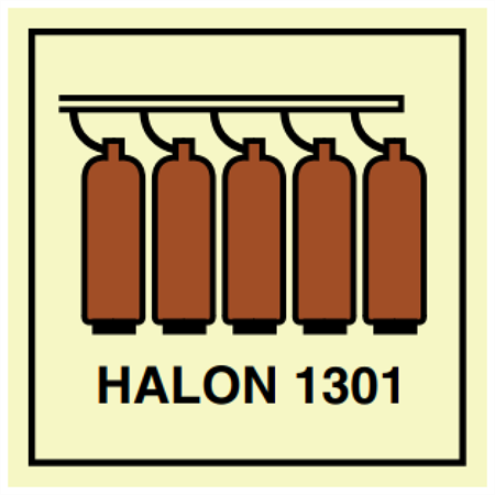 SIGN: HALON FIRE EXTINGUISHER 15x15CM